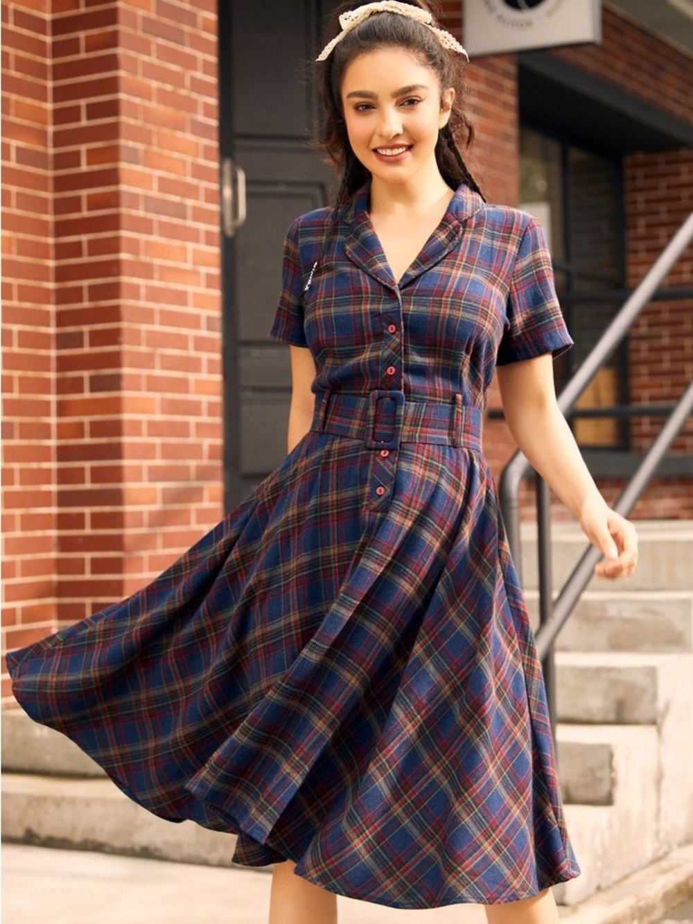 ModCloth Rustic Elegance Casual Dress-Sailor Sea Plaid